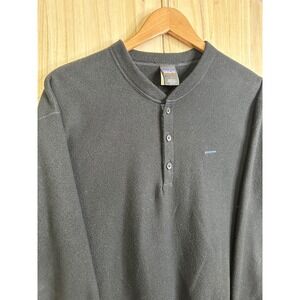 Patagonia Capilene vintage Fleece Henley Pullover Mens Large Black Made in USA